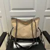 Bolsa de Ombro Patchwork Bordada Acolchoada de Camurça Grande Capacidade Tendência 2025 Outono/Inverno Moda Bolsa Transversal com Corrente para Mulheres