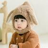 Chapéu Protetor de Orelha para Bebê Estilo Estrangeiro Sul-Coreano Outono e Inverno Pelúcia Quente Bebê de Poucos Meses Chapéu de Cor Contrastante com Duas Bolas Inverno