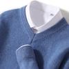Homens com decote em V acolchoado suéter puro suéter de malha solta outono e inverno novo negócio casual camisa base uma geração de cabelo