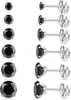 3-10mm Piercing Sexy Demasiado Alto Azul Esmeralda Negro Rojo Acero Inoxidable Redondo Circonita Aretes de Tachuela Venta al por Mayor