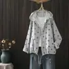 2026 estilo coreano nova cor tecida bolinhas grandes solta com capuz jaqueta cardigã feminina top de primavera fio de algodão plus size