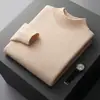 Suéter de cuello alto medio para hombre, lana pura, otoño e invierno, camiseta básica de manga larga, talla grande, holgado y grueso, disponible para venta al por mayor
