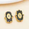Cuentas espaciadoras de esmalte de ojo de la suerte de doble cara de acero inoxidable con cuentas estilo europeo y americano para accesorios de joyería hechos a mano DIY