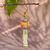 Colgante de Brocado de la Dinastía Song Terminado, Colgante para Bolso, Llavero de Coche, Colgante de Trébol de Cuatro Hojas de Doble Cara, Accesorio de Perla con Borla, Adorno Colgante