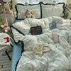 Venta al por mayor del fabricante Juego de cuatro piezas de Gasa Arrugada Plisada de Encaje Clase A, Cómodo y Suave, Algodón Lavado Floral Lindo de Primavera y Verano