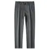 Pantalones de Hombre Ligeros para Primavera/Verano, Amigables con la Piel, Transpirables, de Lyocell Tencel Algodón, Color Sólido, Simples, Color Caqui, Pierna Recta, Casual de Negocios