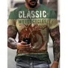 Verano Exportación Transfronterizo Nueva Serie de Motocicletas Impresión Digital 3D Estilo Hip-hop Urbano Suéter Ajustado Camiseta para Hombre