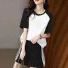 Traje Deportivo de Algodón Puro para Mujer Verano 2024 Nuevo Versátil Holgado Moda Casual Manga Corta Pantalones Cortos Conjunto de Dos Piezas para Mujer