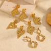 Aretes de amor de acero de titanio INS retro diamante lujo ligero acero inoxidable aretes de oro de 18k nicho alto sentido no se decoloran