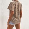 Estación Independiente de Amazon Transfronterizo Verano Europeo y Americano Francés Top Diseño de Manga Corta Nicho Moda Camisa Estampado Leopardo
