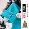 Pantalones Anchos de Polar Color Caqui para Mujer Otoño e Invierno 2025 Nuevo Estilo Acolchados de Polar Doble Cara A prueba de Frío y Cálidos Pantalones Anchos