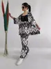Camisa holgada de talla grande con estampado de manga media, pantalones de pierna ancha, traje informal para mujer, ropa de comercio exterior, venta al por mayor, verano 2024