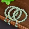 Pulseira de Aventurina Natural com Contas Redondas de Estilo Antigo, Clara e Úmida, Cor Verde Claro Fresca para DIY, Pulseira de Jade Genuíno