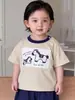 Conjunto de Verão para Menino Estilo Simples Desenho Animado Casual Manga Curta Shorts Conjunto de Duas Peças Menino Pequeno Verão Estilo Coreano Roupa Infantil
