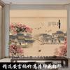 Cortina de Bambú China Cortina Enrollable Cortina de Entrada Ambiente Retro Fondo de Paisaje Partición Sala de Té Ambiente Pintura Decorativa