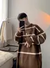 Otoño/Invierno 2026 Suéter de Punto Suave y Esponjoso Diseño de Bloques de Color Sentido del Diseño Casual Cálido Estilo Coreano Estilo Perezoso a Rayas