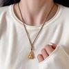 Yuan You Gold Shop Colar de cabaça de ouro antigo com areia do mesmo estilo, pingente feminino nobre e oco Folu, corrente de clavícula