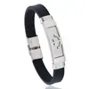 Pulseira de Aço Inoxidável com Silicone para Homens, Nova, Mais Vendida, Simples, Moderna, Personalizada, Aço Titânio, Presente, Atacado