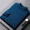 Suéter casual de cuello alto medio para hombre, nueva colección otoño/invierno 2026, color liso, capa base, suéter cálido para hombres de mediana edad