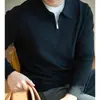 Ropa de punto de media cremallera para hombres Ropa de punto para hombres Otoño e Invierno Solapa 2025 Nuevas Camisas Casuales de Negocios Estilo Japonés
