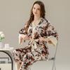 Pijama transfronteiriça respirável feminina primavera e verão nova de alto valor calças de manga comprida duas peças novo estilo chinês roupa de casa atacado