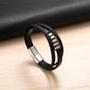 Personalidade europeia e americana transfronteiriça de couro de aço titânio tecido fivela magnética masculina pulseira de moda de aço inoxidável pulseira pulseira de couro jóias