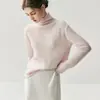 Suéter de punto para mujer con mezcla de cachemira y rayón blanco, con diseño de cuello alto escalonado, nueva capa base de punto de manga larga para otoño e invierno