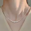 Collar de Perlas de Plata Rota de Plata Pura 999 para Mujer Estilo Ins Francés Lujo Accesible Simple Elegante Collar Venta al por Mayor