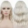 Peruca Bob Ondulado com Franja, Peruca Sintética Curta de Onda de Água, Peruca de Cabelo Sintético Resistente ao Calor com Aparência Natural para Uso Diário e Festas de Mulheres