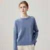 Suéter tejido de cachemira para mujer 2026 invierno nuevo cuello redondo grueso jersey de manga larga estilo suelto y relajado