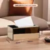 Caixa de Lenço de Metal Clássica Europeia de Alto Padrão Aço Inoxidável à Prova de Ferrugem Hotel de Negócios Sala de Estar Caixa de Papel Deslizante Armazenamento Personalizável