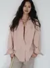 Camisa Loose Rosa Claro de Oito Meses Estilo Coreano Estilo Puro Desejo Jaqueta Camisa Camada Preguiçosa de Primavera para Mulheres