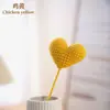 Rama de flor individual con forma de corazón tridimensional tejida a mano, arreglo de flores de escritorio tejido con hilo, decoración de regalo para el Día de San Valentín