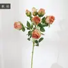 Flor artificial de rosa retro de 7 cabezas, rosa de múltiples cabezas con borde quemado, flor artificial, flor seca, decoración de mesa de sala de estar, accesorios de fotografía