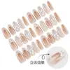 Uñas Portátiles Pura Hechura a Mano Ins Flor de Perla Estéreo Lazo Esmalte de Uñas Blanco y Rico Uñas Postizas Removibles