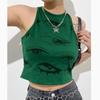 Y2g Qianxi estilo chica caliente retro americano estampado de ojos verde fruta sin mangas cuello redondo chaleco top corto al por mayor
