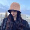 Sombrero de pescador coreano de punto de terciopelo de cordero a juego para mujer, ideal para otoño e invierno.