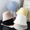 Sombrero de Pescador de Mezcla de Lana Nuevo para Otoño e Invierno Estilo Coreano para Mujer Versátil Color Liso Que Afina el Rostro Sombrero de Cubo Gorro Cálido