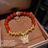 Pulsera de Campana de Bolsillo con Grabado Dorado Antiguo Nuevo Estilo Chino Filigrana Diamante Portátil Buda Maní Collar Calabaza