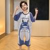 Pijama de una pieza para niños Niños Verano Algodón Puro Delgado con Aire Acondicionado Anti-Patada Mono para Niños y Bebés Manga Corta Ropa de Casa