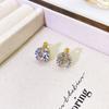 Pendientes Versátiles para Mujer de Alto Nivel y Elegantes con Incrustaciones de Circonita, Accesorios de Oreja de Moda, Chapados en Cobre con Oro Real de 18 Quilates, Nuevo Producto Transfronterizo