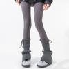 Calcetines gruesos y cálidos para otoño e invierno para mujer con lazo, mangas de pantorrilla tejidas grises
