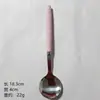 Cuchara de Perla Colorida Cuchara de Acero Inoxidable con Mango de Plástico Cuchara de Mesa Linda Cuchara para el Hogar Cuchara Pequeña para Sopa Cuchara de Mango Largo Cuchara Redonda