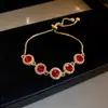 Pulseira Vintage de Flores Cravejadas com Diamantes, Pulseira Retro de Luxo Leve de Alta Qualidade, Joia de Moda de Nicho com Temperamento