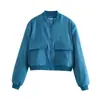 AliExpress y Amazon más vendidos comercio exterior al por mayor moda casual diseño cuello alto color liso bolsillo grande chaqueta