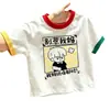 Camiseta Versátil Estampada Estilo Coreano de Manga Corta, Bloques de Color, Patchwork, Nuevo Estilo Verano 2026 para Niños y Niñas, Camiseta Básica de Manga Media de Algodón Puro