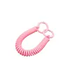 Soporte para Tarjeta de Teléfono Móvil con Anillo de Resorte de Doble Broche Pintado en Spray, Cordón Anti-Pérdida, Cadena de Resorte de Plástico Telescópica, Llavero de Color Caramelo