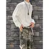 Camiseta de Manga Larga con Cuello Alto para Otoño, Marca Trendy para Hombre, Patrón de Olas, Top Casual Holgado, Estilo Coreano, Media Cuello Alto, Camiseta Básica para Primavera y Otoño