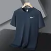 2026 Nova Moda de Verão Masculina Manga Curta Gola Redonda Camiseta de Seda Gelada Masculina Esportiva Casual Top para Corrida