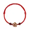 Pulsera de Madera de Melocotón Vieja Salvaje con Cuerda Roja y Cinabrio de Pequeña Flor de Melocotón para Mujeres para Protegerse y Tejer su Pulsera del Año Zodiacal para Hombres para Calmarse y Garantizar la Seguridad